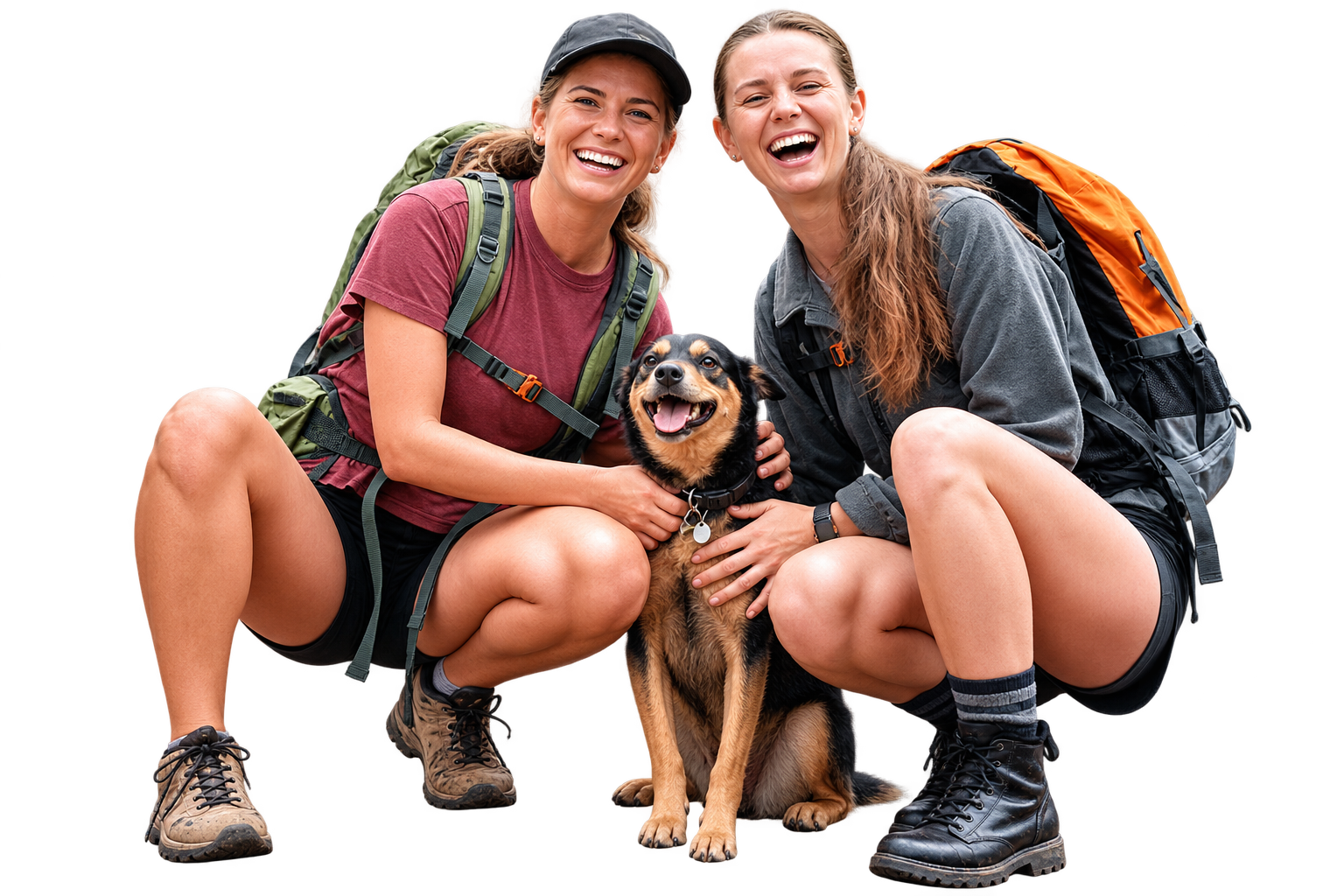 Dos excursionistas con su perro